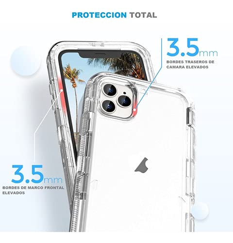 CELULARTE Funda Compatible iPhone 11 11 Pro 11 Pro MAX Uso Rudo Anti Shock 3 en 1 360 Cuerpo Completo (Transparente, iPhone 11)