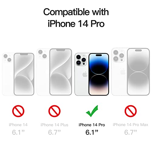 JETech Funda Magnética para iPhone 14 Pro 6,1 Pulgadas, Compatible con MagSafe Carga Inalámbrica, Carcasa Bumper Teléfono Antigolpes, Parte Trasera Transparente Anti-Arañazos (Transparente)