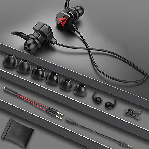 KAMYSEN Audífonos Gaming InEar,con micrófono Dual Desmontable,Auriculares Juego con Cable,para Juegos móviles,Nintendo Switch, PS4, Xbox One, Celulares, Tablets, Laptops (Negro)