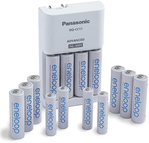Panasonic K-KJ17MZ104A Eneloop -Cargador de baterías avanzadocon paquete de energía de pilas de colores 10AA y 4AAA