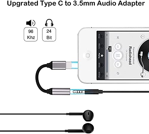 Adaptador USB C a 3,5 mm, Cable USB Tipo C a Audio 3.5mm Adaptador de Auriculares para Huawei P30/ P30 Pro/ P20 Pro/Mate20 Pro, Samsung S20 Ultra Note 10 Plus, Pixel 3 4XL, iPad Pro 11 2020 (Grey)
