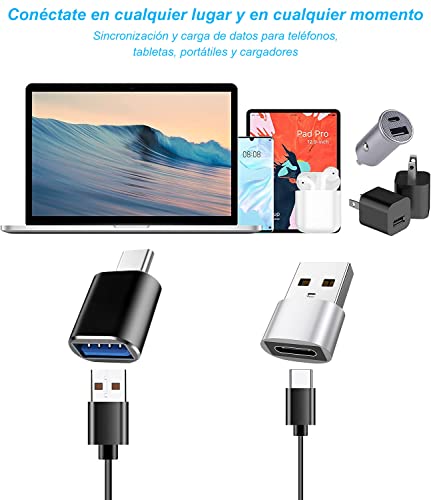LJ-EXPLOSIVE 2 Unidades Adaptador USB C a USB 3.0 + 2 Unidades Adaptador USB a USB C，Función de OTG, Compatible Dispositivos con USB Tipo C,para Macbook, Huawei, Samsung, OnePlus y Otros Dispositivos