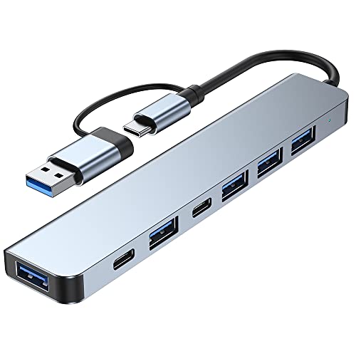 Lostrain Hub USB C 3.0, 7 en 2 Adaptador multipuerto Tipo C Hub con USB 3.0/100W PD Charging Concentrador Hub USB C para MacBook Air/Pro iPad Chromebook Lenovo Huawei Surface