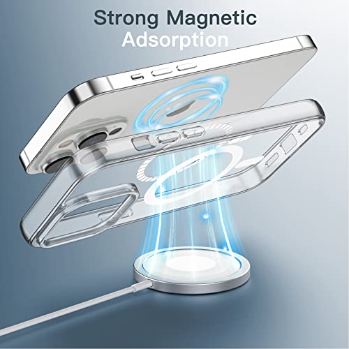 JETech Funda Magnética para iPhone 14 Pro 6,1 Pulgadas, Compatible con MagSafe Carga Inalámbrica, Carcasa Bumper Teléfono Antigolpes, Parte Trasera Transparente Anti-Arañazos (Transparente)