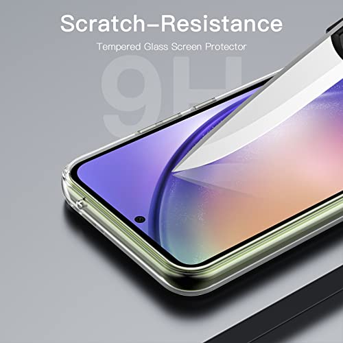 JETech 2 en 1 Funda para Samsung Galaxy A54 5G 6.4 Pulgadas con 2 Piezas Protector Pantalla, Mica Cristal Vidrio Templado, Carcasa Clara Trasera Antigolpes (Transparente)