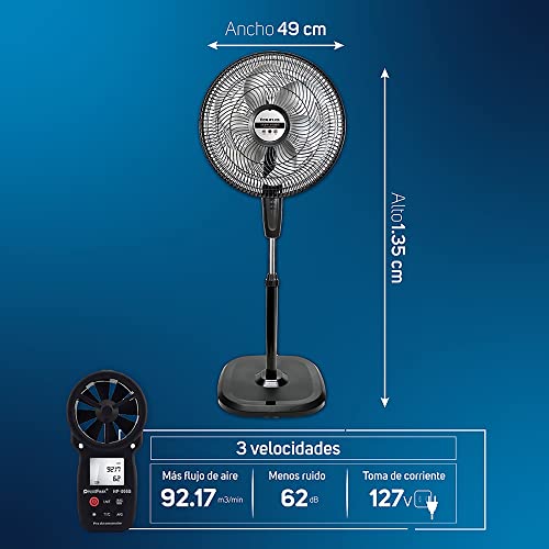 Taurus SILENT POWER- Taurus- Ventilador de pedestal-Rejilla Plástica Aerodinámica de 18'-Tecnología ECOJET, Más Aire y Menos Ruido- Incluye Base para Montaje en Pared- Amplia Oscilación