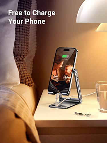 UGREEN Soporte para Celular, Universal Multiángulo Soporte Ajustable, Soporte Celular Plegable de Aluminio, Compatible con iPhone 14/13/12/11 Pro MAX, Galaxy S23 Ultra/S22/S21, Huawei, Redmi, Gris