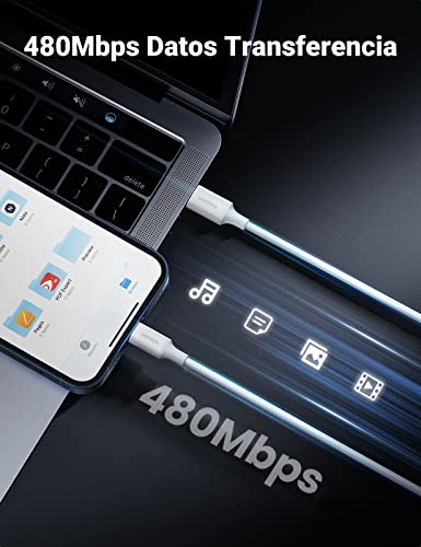 UGREEN USB C a Lightning Cable MFI Certificado, PD Carga Rapida para iPhone SE 2020/11/11 Pro/X/XS/XS MAX/XR/8 Plus/8, iPad Air 3, iPad Mini 5, iPad Pro, Dispositivo iOS con Puerto Tipo C (Blanco, 1M)