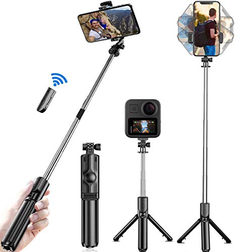 Trípode para teléfono Selfie Stick con control remoto, soporte de trípode  extensible de 60 pulgadas para iPhone y cámara Android, rotación de 360°