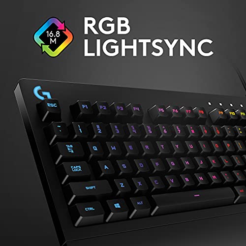 Logitech G213 Prodigy Teclado Gaming en inglés, RGB LIGHTSYNC, Teclas retroiluminadas, Resistente a Salpicaduras, Teclas personalizables, Controles Multimedia Dedicados - Negro