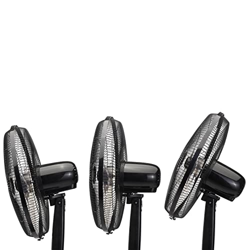 Amazon Basics - Ventilador oscilante de doble hoja con control remoto, 16 pulgadas, color negro