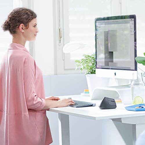 Logitech MX Vertical Mouse Inalámbrico Ergonómico, Multi-Ordenador, 2,4 GHz/Bluetooth con Receptor Unifying USB, Seguimiento Óptico 4000 DPI, 4 Botones, Carga Rápida, Portátil/PC/Mac/iPad OS - Negro