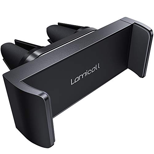 Lamicall Soporte Celular Auto, Porta Celular Auto - Carro de Rejillas de Ventilación Salidas de Aire para iPhone 12 Mini, 12 Pro MAX, 11 Pro, XS MAX XR X, 8, 7, 6S, Samsung A71 A51 S20 S10 S9, Android Smartphones - Negro