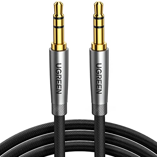 UGREEN Cable Auxiliar 1M, 3.5mm Cable Macho Macho, Nylon Trenzado, Cable Audio Estéreo Compatible con Estéreos para Auriculares Beats Bose Sony, Bocina, Altavoz, iPhone, iPad, Galaxy, Tabletas, 1M