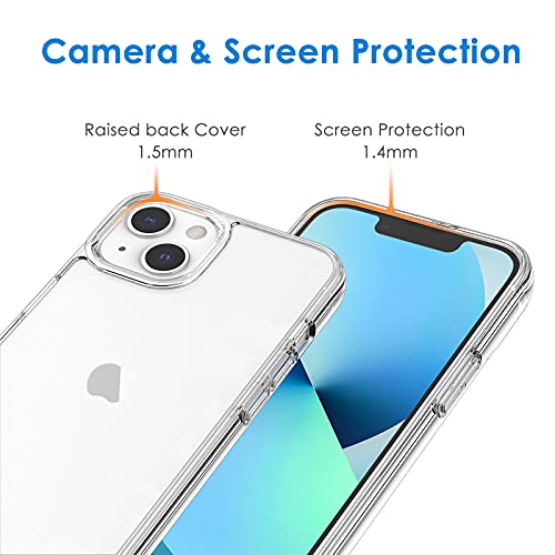 JETech Funda para iPhone 13 6,1 Pulgadas, Anti-Amarillo Carcasa de Parachoques Prueba Golpes, Respaldo Transparente Antiarañazos (HD Clara)
