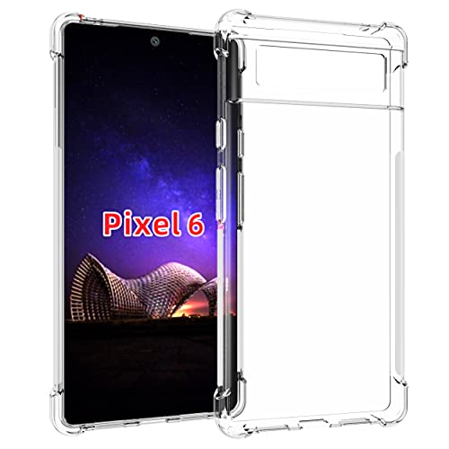 USTIYA Funda para Google Pixel 6 Case Carcasa Bumper,Shock-Absorción TPU Transparente Cover con Cuatro Esquinas Espesamiento