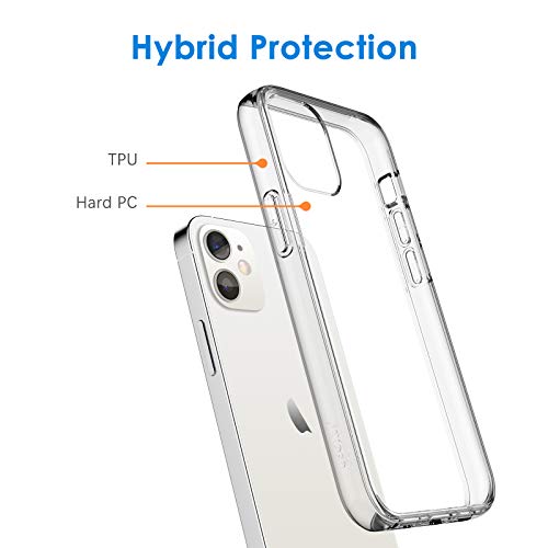 JETech Funda para iPhone 12/12 Pro de 6.1 pulgadas, no se pone amarillenta,  a prueba de golpes, parte trasera transparente antiarañazos (transparente