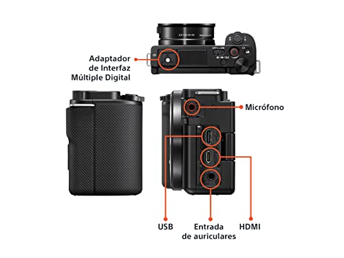 Sony Cámara vlog de Lentes Intercambiables Alpha ZV-E10 Sensor APS-C mirrorless con Lente Zoom 16-50 mm f/3.5-5.6