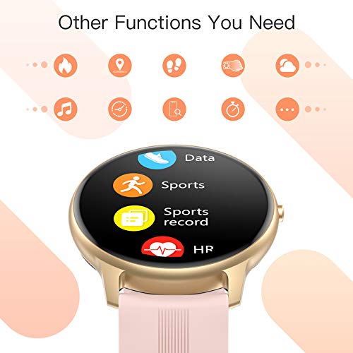 AGPtek Smartwatch Mujer, Reloj Inteligente Deportivo 1.3 Pulgadas Táctil Completa IP68, Monitor de Sueño, Seguimiento del Menstrual, Control de Musica Regalo Navidad