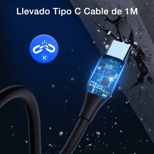 1 Hora Cargador Auto Carga Rapida 38W, Cargador Carro Tipo C PD 20W y QC 3.0 18W con Cable USB C a USB C 3A Compatible con iPhone 14/13/12 Pro MAX XR Samsung Galaxy S23 S22 S21 Motorola Xiaomi