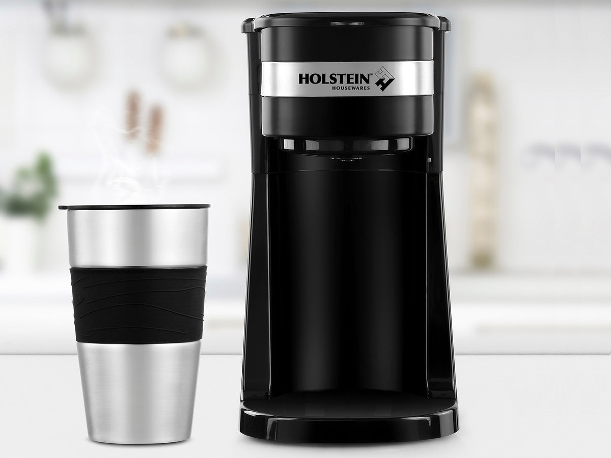 Holstein cafetera Personal de acero inoxidable (incluye termo)