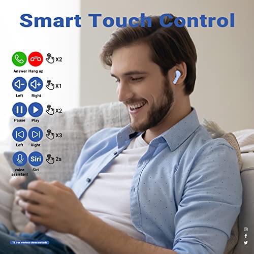 ACEFAST - Audífonos inalámbricos, audífonos Bluetooth con cancelación de ruido ENC, translúcidos, micrófono estéreo dual HiFi, control táctil con funda de carga y pantalla digital LED