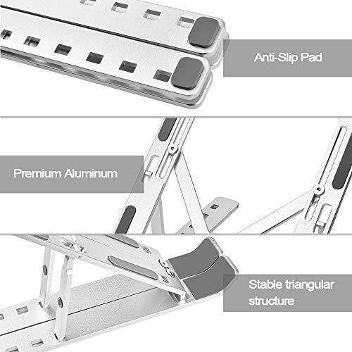 PHOCAR Soporte para Laptop,Base de Laptop,Soporte Aluminio para Laptop Compatible con MacBook Air Pro,iPad Air Pro,Lenovo ThinkPad,DELL Inspiron XPS,HP,ASUS, Acer,Xiaomi,Huawei, Surface, Chrome