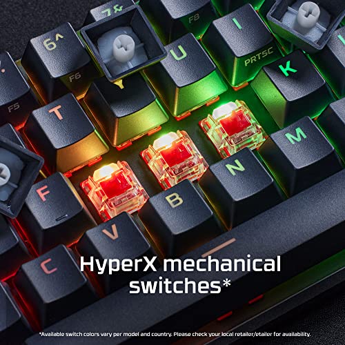 HyperX Alloy Origins 65 - Teclado mecánico para juegos - Factor de forma compacto del 65% - Interruptor rojo lineal - Teclas PBT de doble disparo - Retroiluminación LED RGB - Compatible con software NGENUITY (reacondicionado)