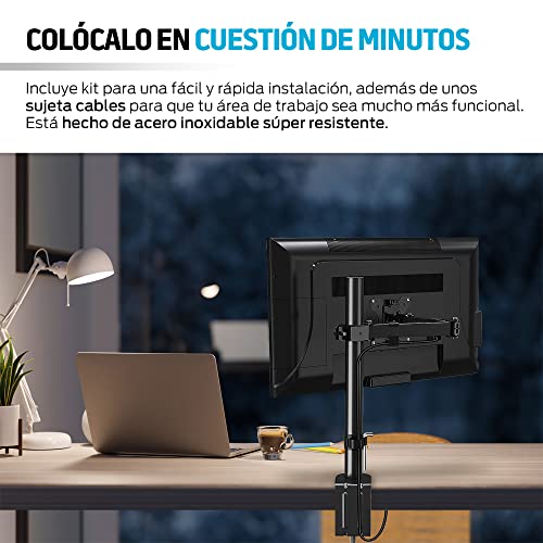 Redlemon Soporte para Monitor de Hasta 32” Pulgadas (9 Kg), Base para Escritorios de 1 a 9 cm de Grosor, Compatibilidad Universal, Ajuste Horizontal y Vertical, Fácil de Colocar con Kit de Instalación
