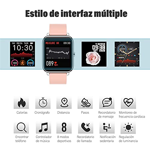MTQ Smartwatch, Reloj Inteligente Mujer y Hombre, Pulsera Inteligente