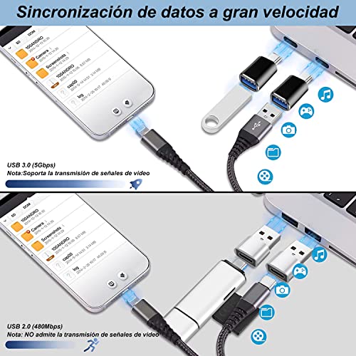 LJ-EXPLOSIVE 2 Unidades Adaptador USB C a USB 3.0 + 2 Unidades Adaptador USB a USB C，Función de OTG, Compatible Dispositivos con USB Tipo C,para Macbook, Huawei, Samsung, OnePlus y Otros Dispositivos