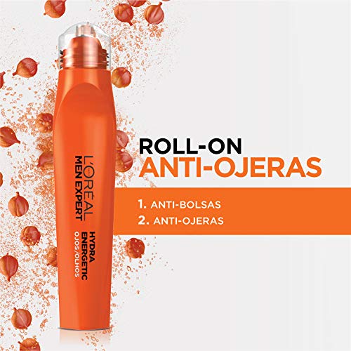 Kit Hydra Energetic, crema para hombre y roll on anti ojeras con extracto de Vitamina C y Guarana. L'Oréal Paris Men Expert