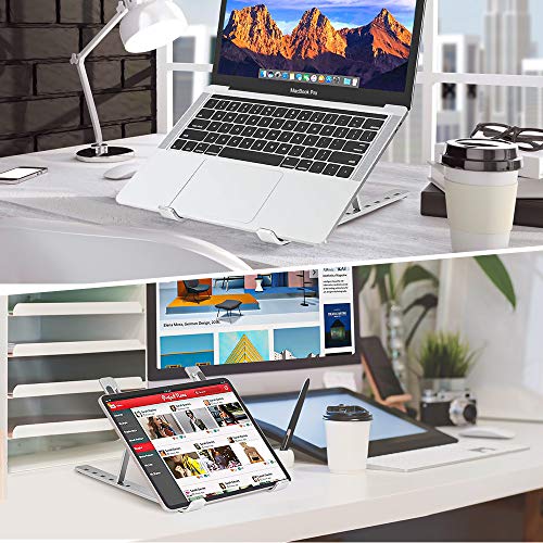 PHOCAR Soporte para Laptop,Base de Laptop,Soporte Aluminio para Laptop Compatible con MacBook Air Pro,iPad Air Pro,Lenovo ThinkPad,DELL Inspiron XPS,HP,ASUS, Acer,Xiaomi,Huawei, Surface, Chrome