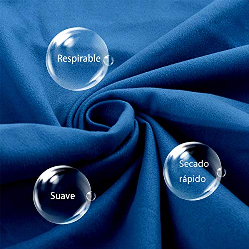DQST Toalla Microfibra Secado Rápido 2 Pack, Toalla de Viaje Ligera y Portatil, Toalla Deportiva para Playa, Natación, Yoga, Gimnasio, Camping, Senderismo, ect (Azul, 2PACK)