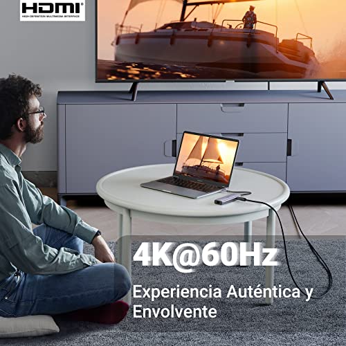 UGREEN Hub USB C, 7 en 1 Adaptador USB C con HDMI 4K 60Hz, Gigabit Ethernet, 100W PD Carga, Lector de Tarjetas SD/TF, 2 USB 3.0, Compatible con MacBook Pro Air M1 M2 iPad DELL Switch Steam Deck