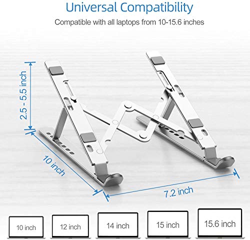 Soporte para Laptop, Aluminum Soporte Portátil, Plegable y Ajustable Laptop Soporte de ventilado, Altura Ergonómica para Portátiles y Tabletas