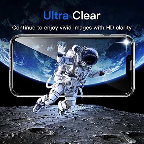 JETech 3 en 1 Funda para iPhone 13 6,1 Pulgadas con 2 Protector Pantalla y 2 Protector Lente Cámara, Anti-Amarillo, Mica Cristal Vidrio Templado Cobertura Completa, Carcasa Antigolpes (Transparente)