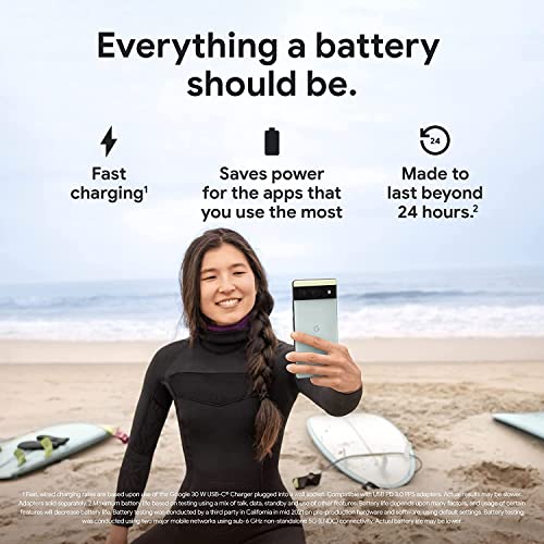 Google Pixel 6 - Teléfono Android 5G - Smartphone desbloqueado con lente ancha y ultraancha - 256 GB - color espuma de mar (Sorta Seafoam) (reacondicionado)