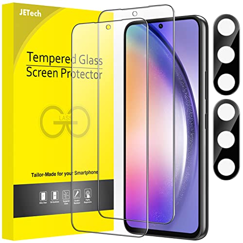 JETech Protector de Pantalla para Samsung Galaxy A54 5G 6.4 Pulgadas y Protector Lente Cámara, Mica Cristal Vidrio Templado, HD Transparente, 2 Paquetes Cada Uno