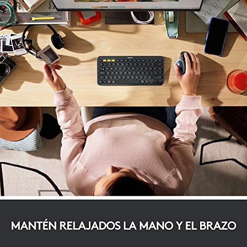 Logitech ERGO M575 Mouse Trackball Inalámbrico - Control sencillo con el pulgar, precisión y seguimiento suave, diseño ergonómico, para Windows, PC y Mac, con Bluetooth y USB - Negro