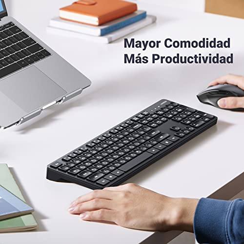 UGREEN Kit Teclado y Mouse Inalámbrico, Conexión Inalámbrica 2.4 GHz con Receptor USB Unifying, Mouse 5 Niveles dpi hasta 4000, Combo Teclado Compacto y Mouse Inalámbricos para Windows, macOS X10.8