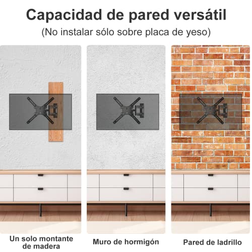 Salandens Soporte TV Movible, Base para TV para Pantallas De 32″ a 55 ″,Soporte De Pared Articulado,Soporta hasta 31.8 Kg,Máx Vesa 400x400 Mm,Acero Súper Reforzado.