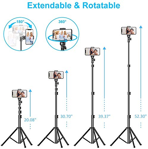 ANNA TOSANI Tripode para Movil, 133cm Tripie para Celular Tripode Palo Selfie Bluetooth Extensible Todo en Uno con Control Remoto, Selfie Stick Compatible con Cámara, Android, iOS y Otros Smartphones
