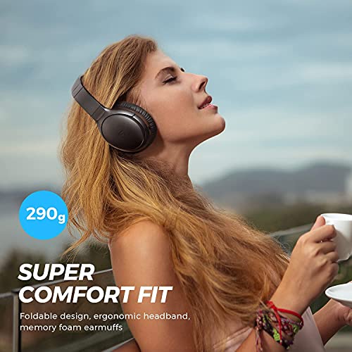 SoundPEATS A6 Audifonos Inalámbricos Diadema Plegables Bluetooth5.0,  Auriculares Over Ear Cancelación Activa de Ruido, Altavoz Dinámico de 40mm,  Manos Libre Bajos Potentes, Total 38 Horas : : Electrónicos
