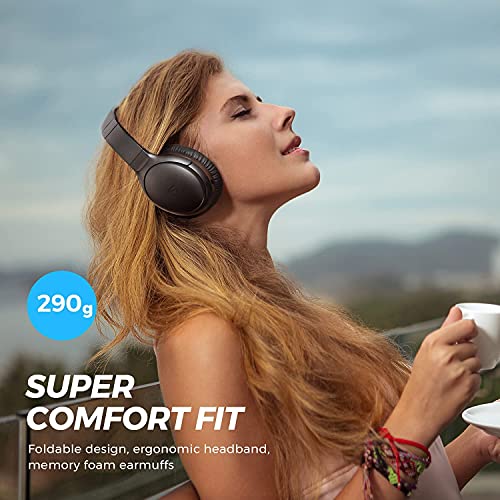 SoundPEATS A6 Audifonos Inalámbricos Diadema Plegables Bluetooth5.0, Auriculares Over Ear Cancelación Activa de Ruido, Altavoz Dinámico de 40mm, Manos Libre Bajos Potentes, Total 38 Horas