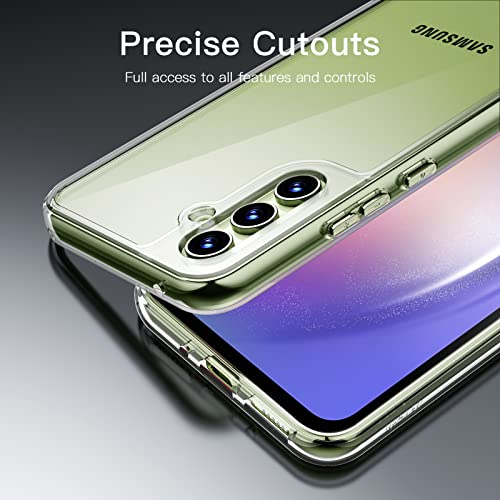 JETech 2 en 1 Funda para Samsung Galaxy A54 5G 6.4 Pulgadas con 2 Piezas Protector Pantalla, Mica Cristal Vidrio Templado, Carcasa Clara Trasera Antigolpes (Transparente)