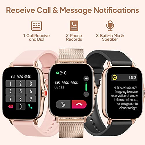 Reloj Inteligente para Mujeres Llama a un Reloj Inteligente de Fitness para Android iOS Pantalla Táctil Reloj de Presión Arterial Reloj Rastreador de Actividad con Frecuencia Cardíaca Monitor de Sueño