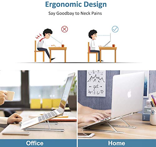 Soporte para Laptop, Aluminum Soporte Portátil, Plegable y Ajustable Laptop Soporte de ventilado, Altura Ergonómica para Portátiles y Tabletas