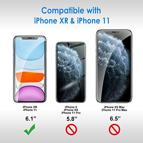 JETech Protector de Pantalla para iPhone 11 y iPhone XR 6,1", Mica de Cristal Vidrio Templado, 3 Unidades