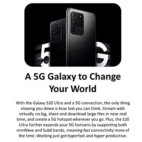 SAMSUNG Galaxy S20 Ultra, 128 GB, Negro cósmico – Completamente Desbloqueado (Renewed)